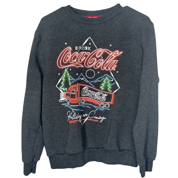 Coca Cola Tops - Coca-Cola Christmas Semi Truck Gray Sweatshirt Adult Size Medium